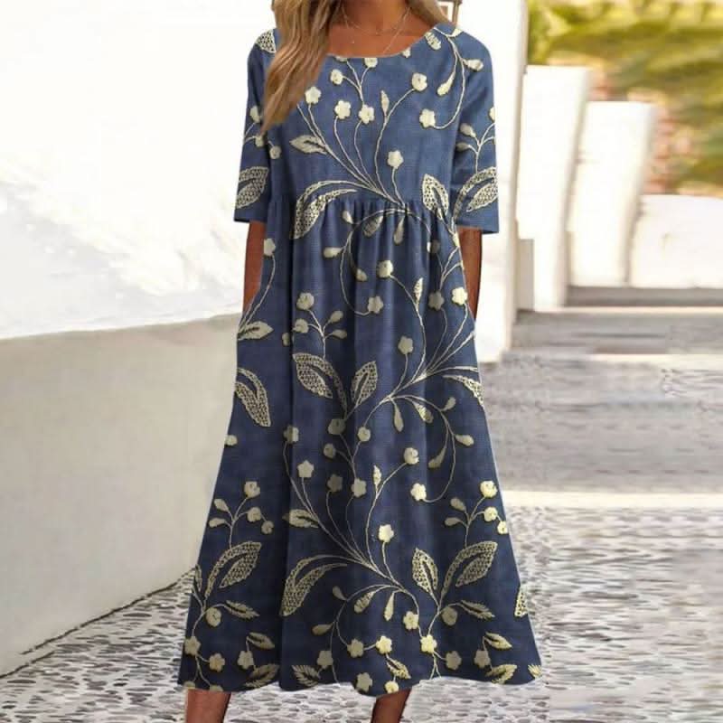 Wendy | Embroidered Casual Midi Dress