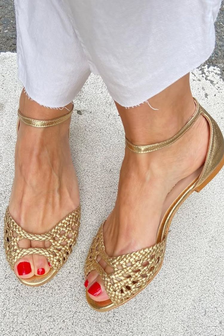 Harriet | Woven Gold Sandals