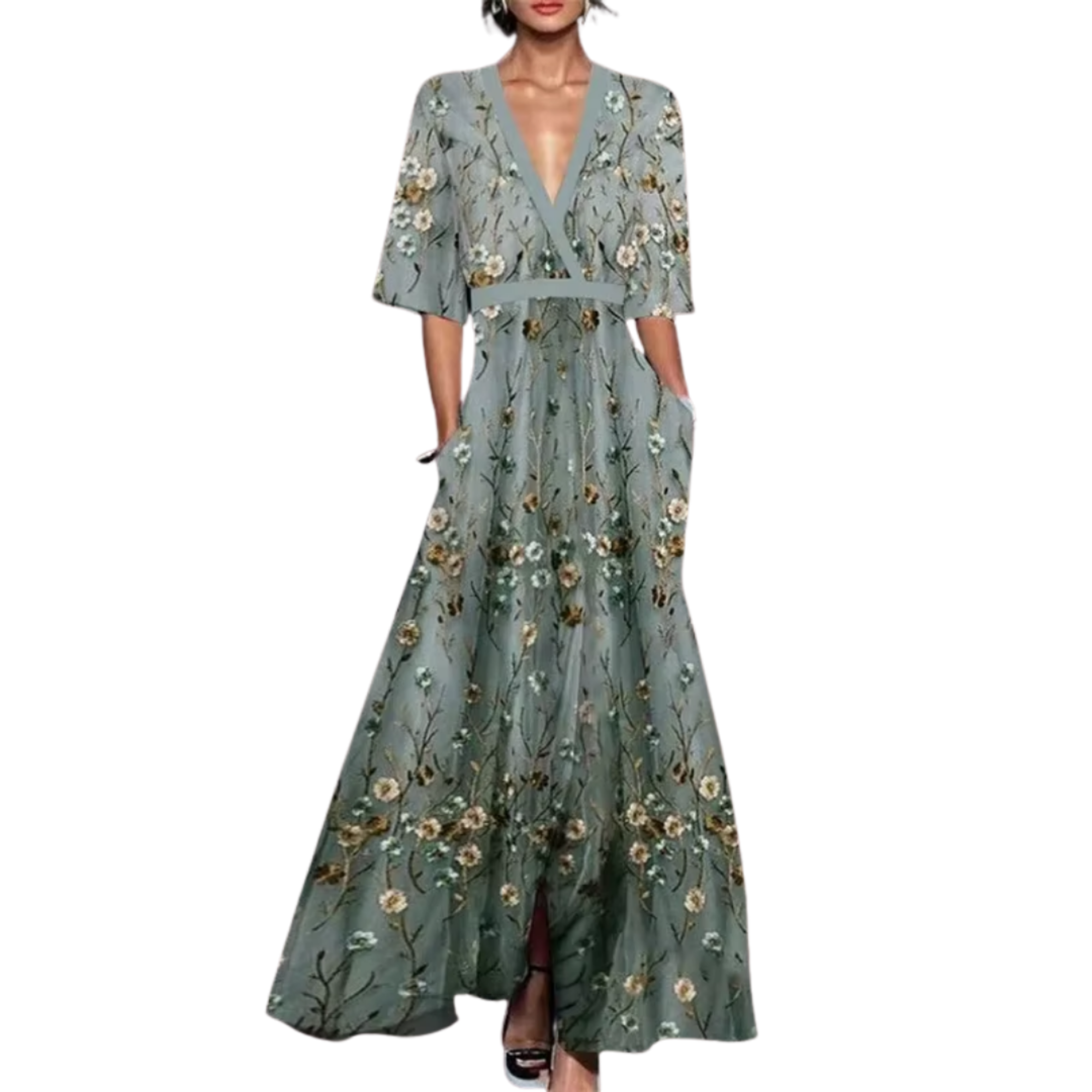 Madrid | Floral Spring Dress with V-Neck