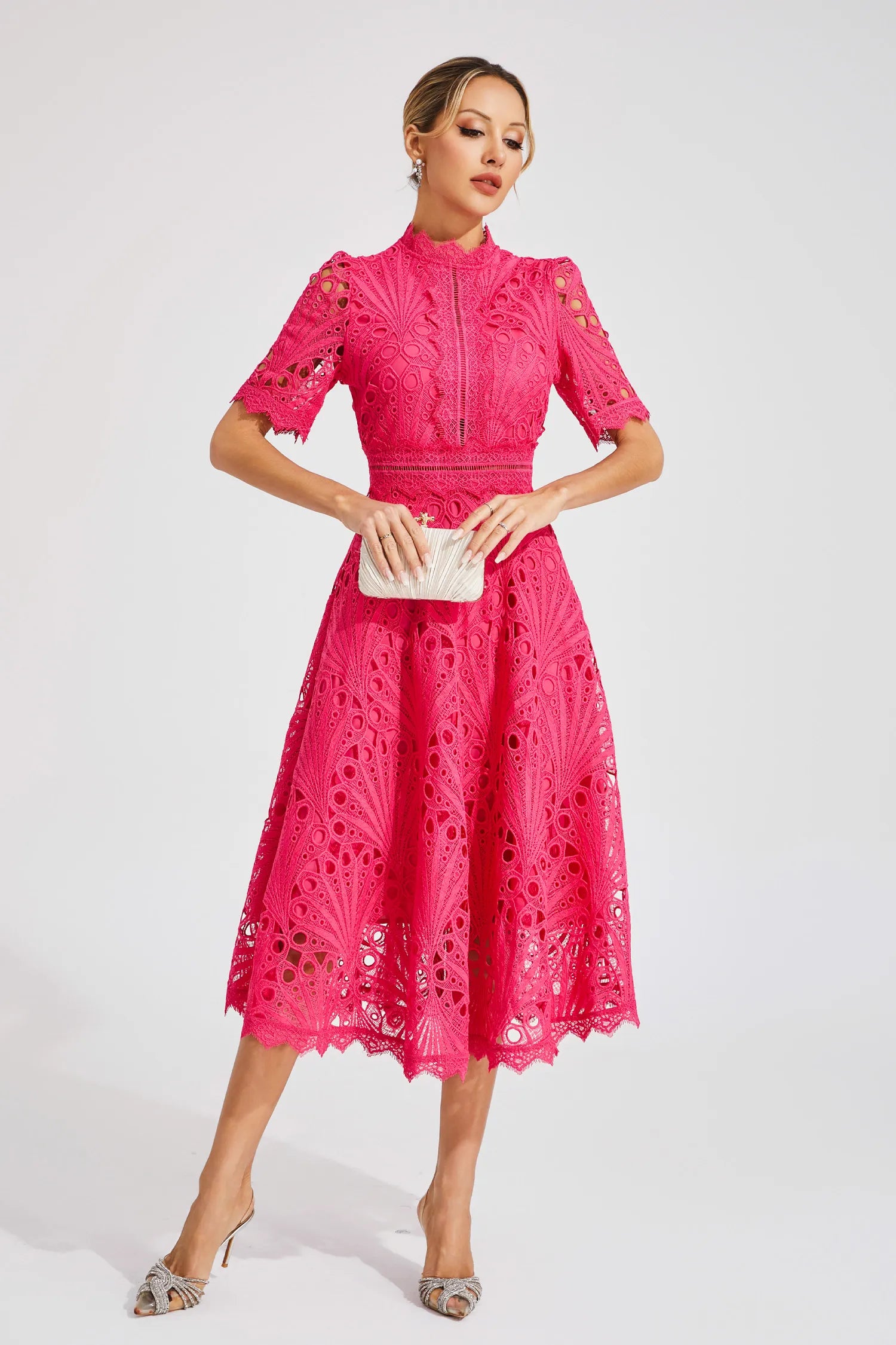 Leigh - Elegant Lace Midi Dress