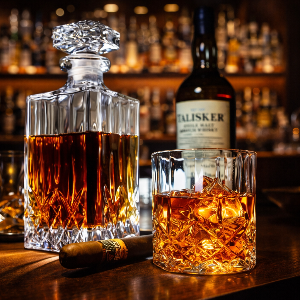 Whiskey Bottle - Set with Bottle and Glass.