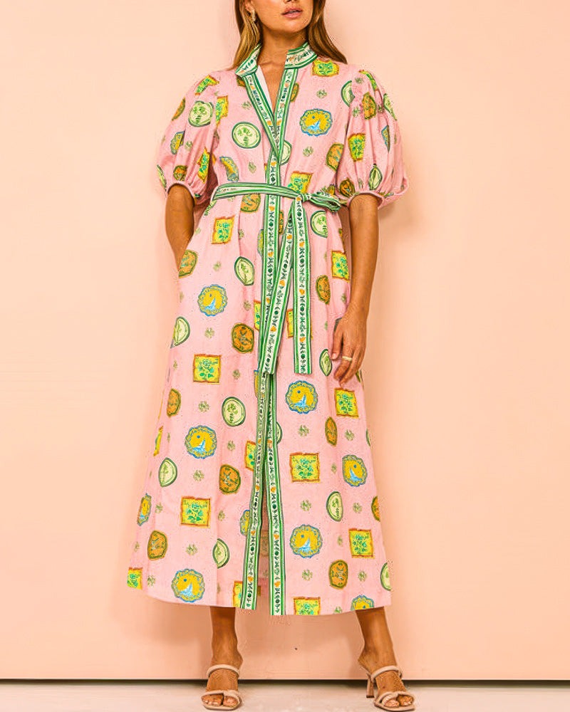 Orla - Balloon Sleeves Midi Dress