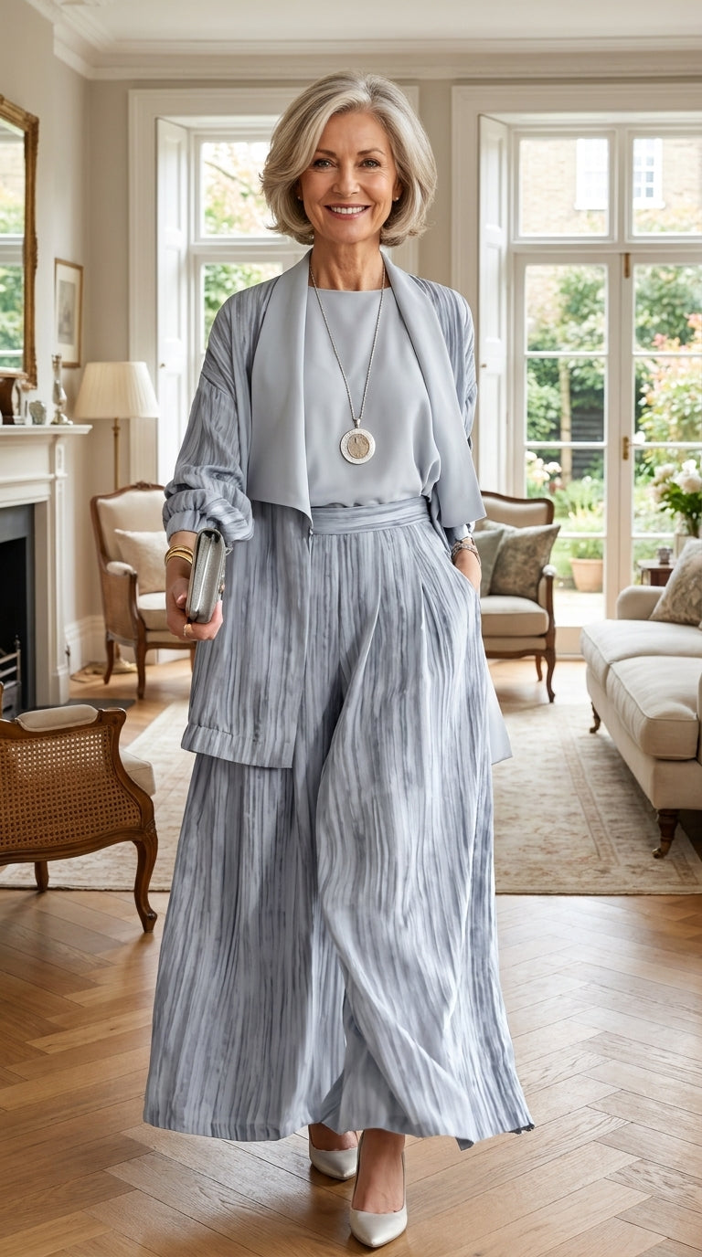 Lapel striped casual three-piece set