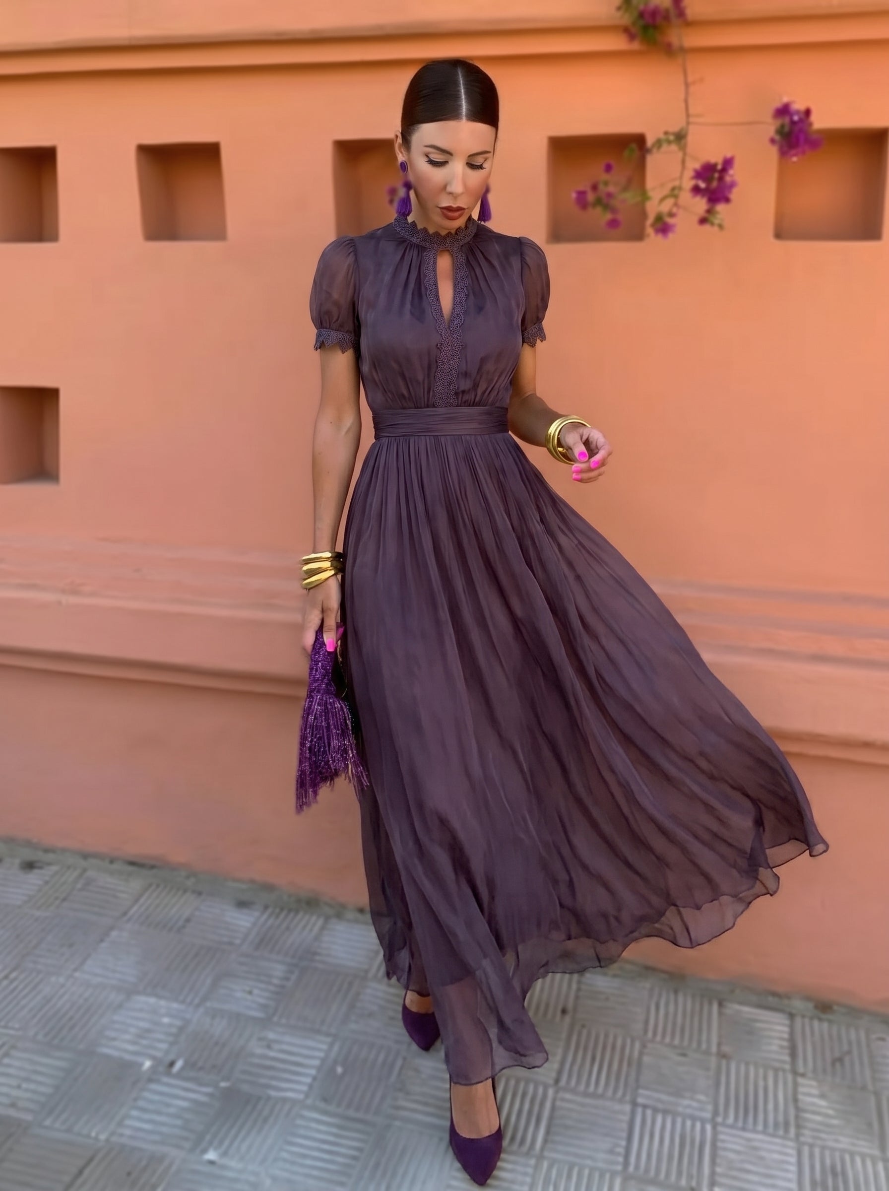 Ashley | Vintage Chiffon Maxi Dress