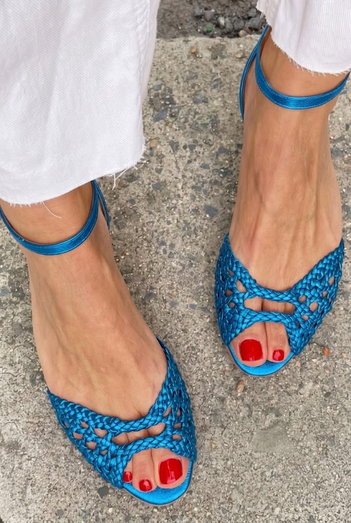 Harriet | Woven Gold Sandals