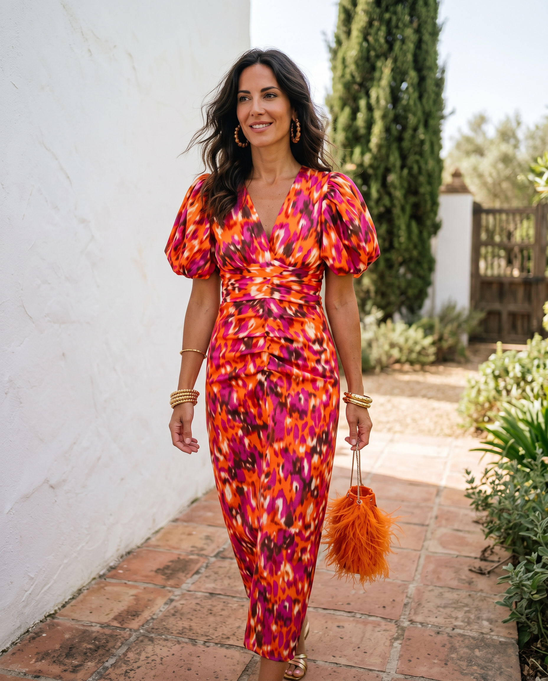 Carla | Midi Dress with Pleated Sleeves
