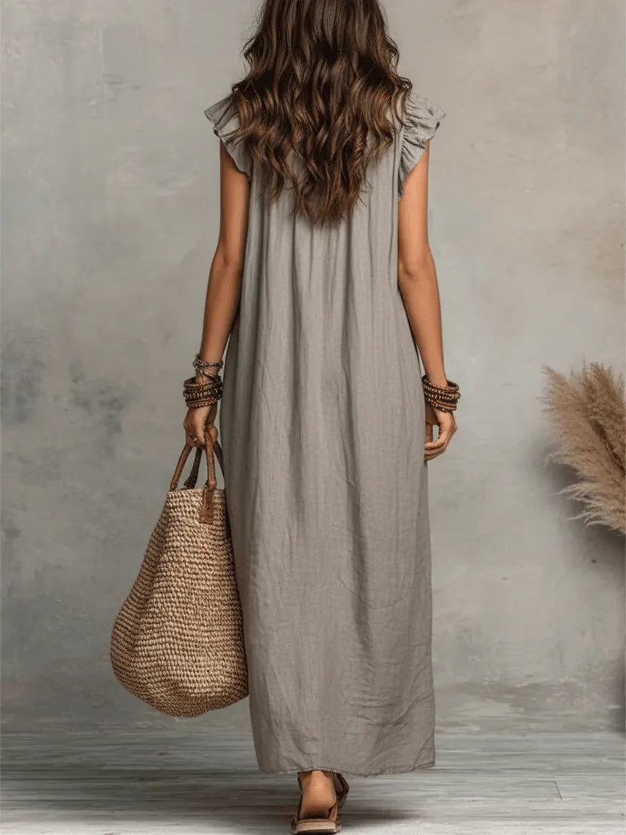 Camélia™ | Relaxed Linen & Cotton Maxi Dress