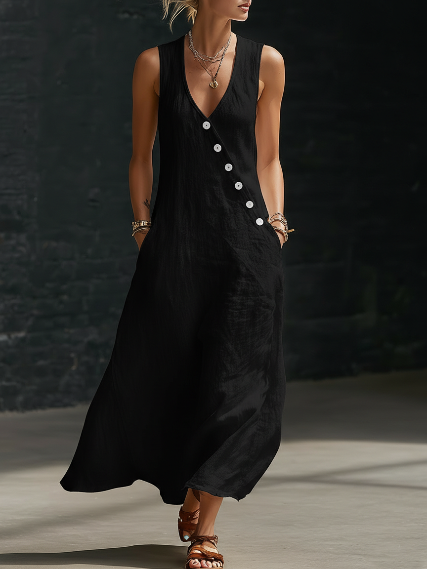 The Sophie | Button-Up Minimalist Midi Dress