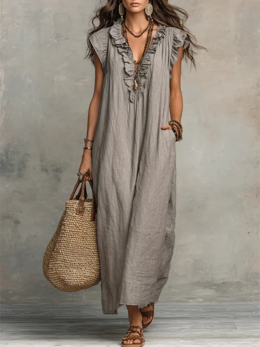 Camélia™ | Relaxed Linen & Cotton Maxi Dress