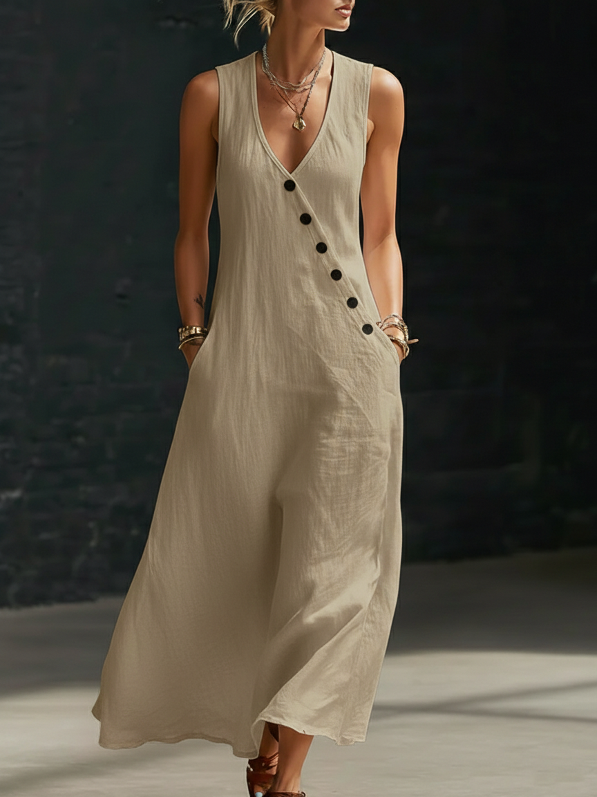 The Sophie | Button-Up Minimalist Midi Dress