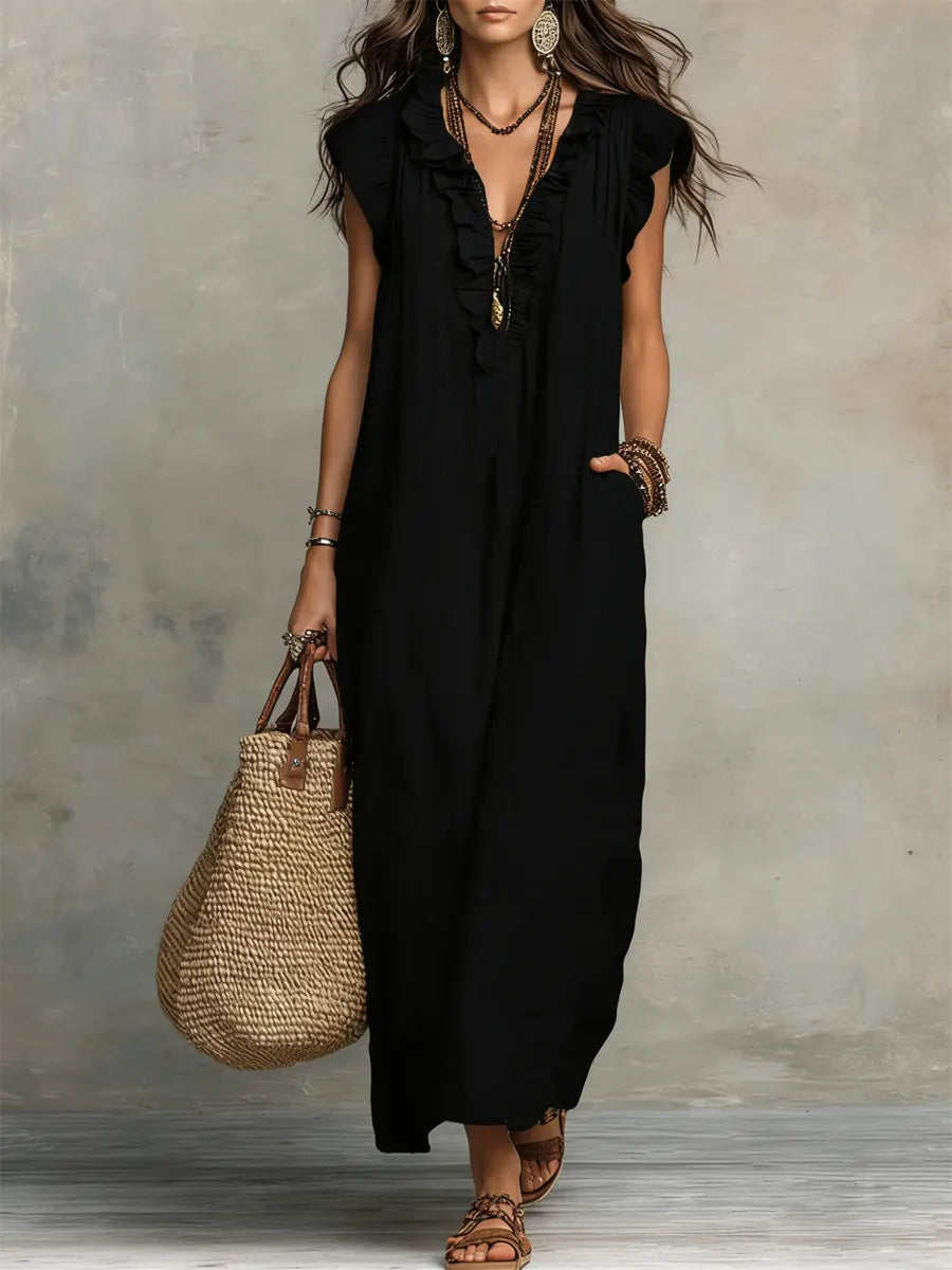 Camélia™ | Relaxed Linen & Cotton Maxi Dress