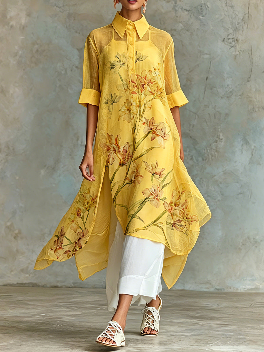 Casual Floral Midi Two-Piece Set