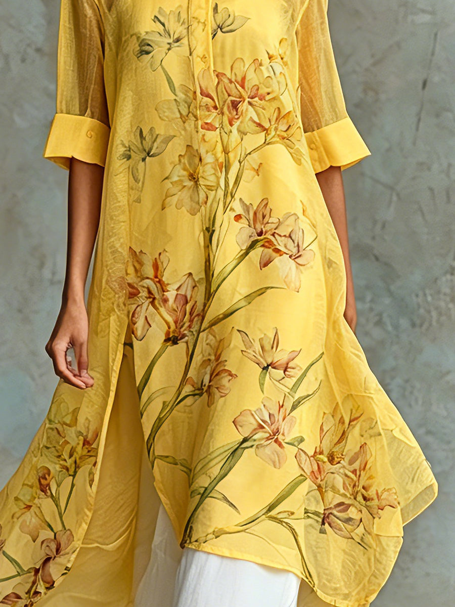 Casual Floral Midi Two-Piece Set