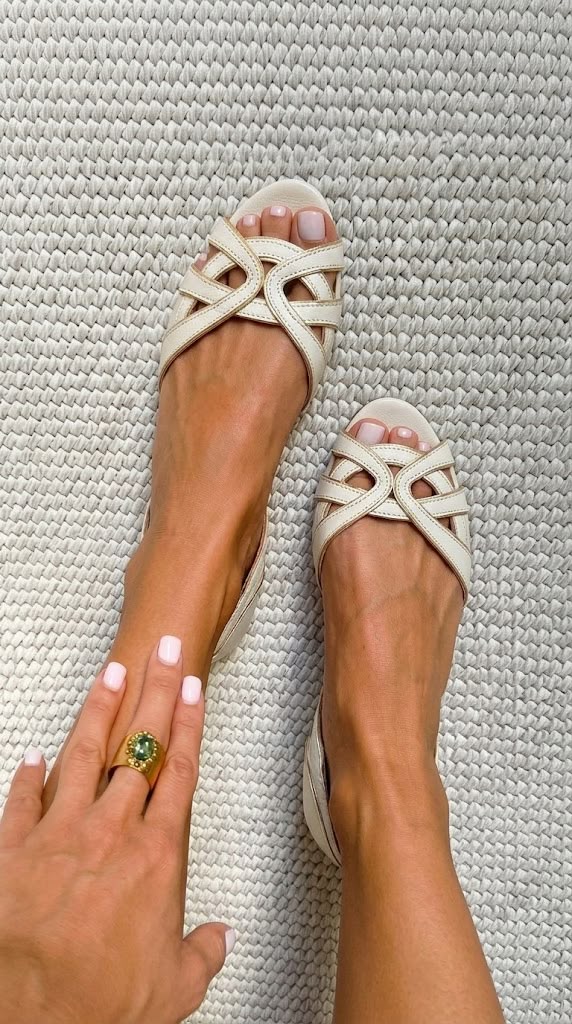 Charlotte | Elegant Cream Woven Sandals
