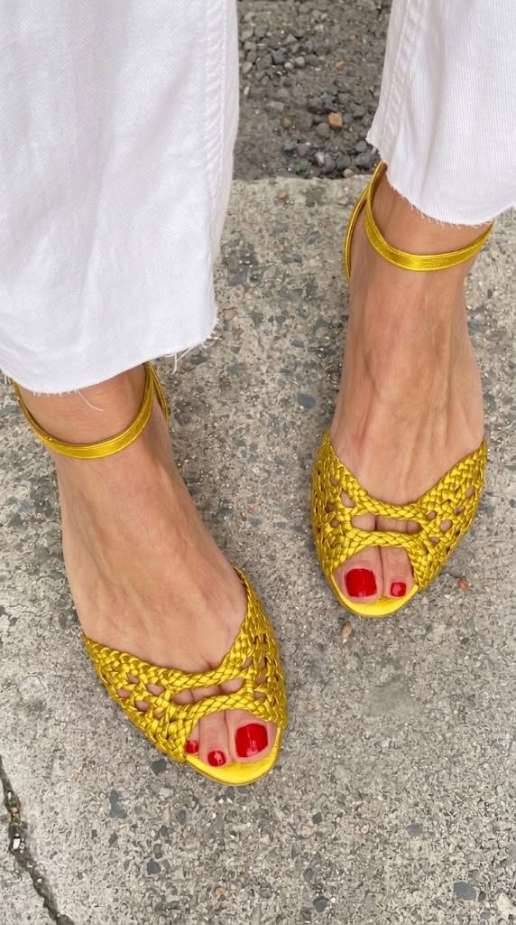 Harriet | Woven Gold Sandals