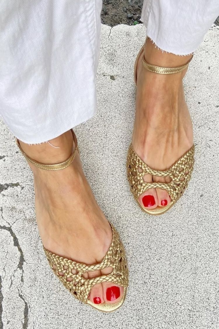 Harriet | Woven Gold Sandals