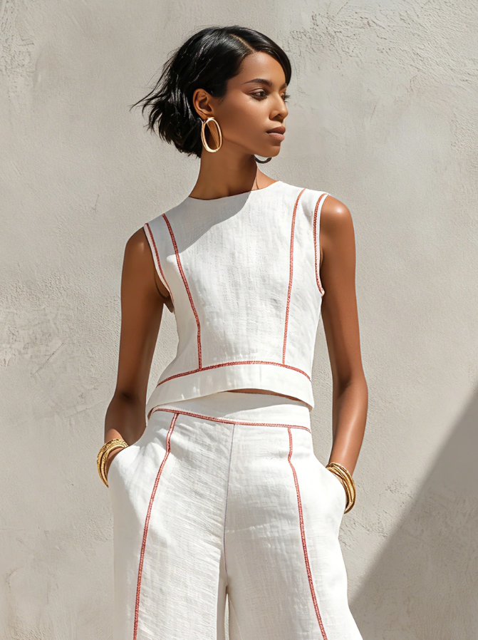 Linen Blend Minimalist Co-ord Set