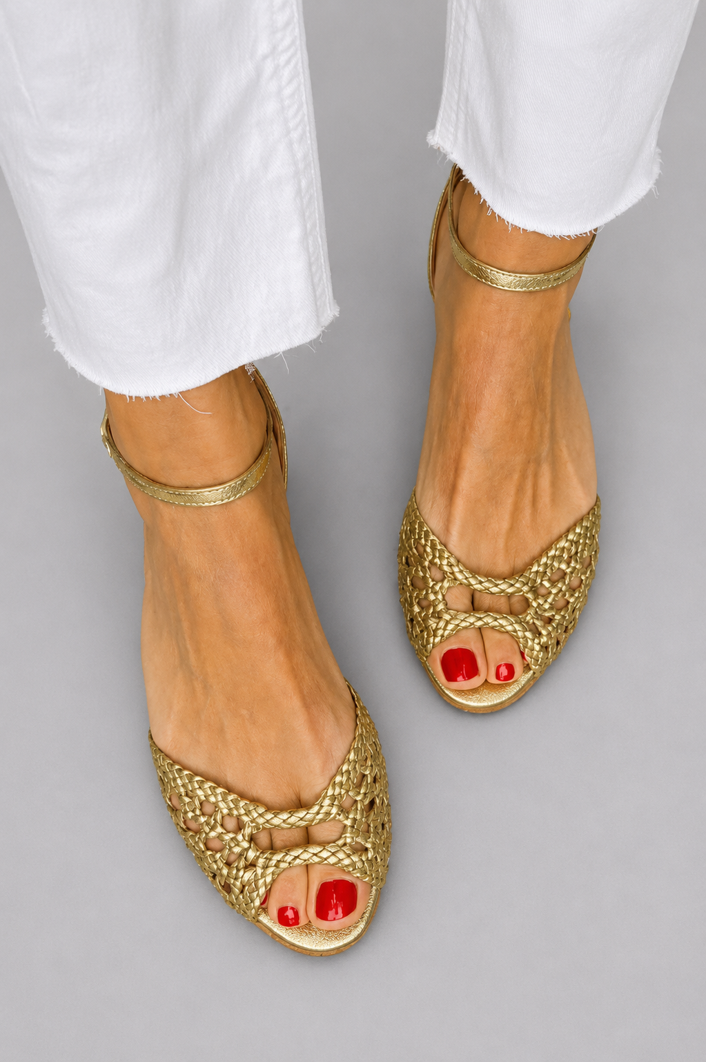 Harriet | Woven Gold Sandals
