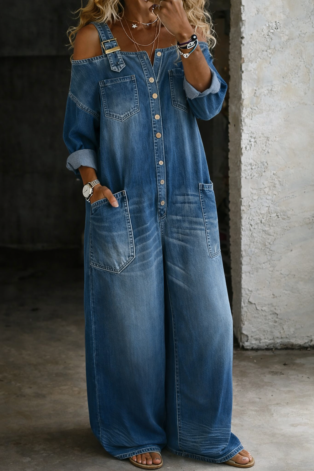 Stefania | Off-Shoulder Denim Shirt