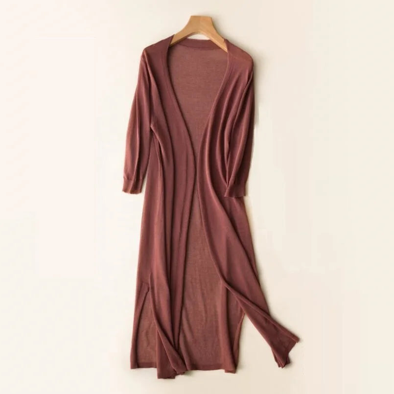 Chelsea | Women’s Longline Knit Cardigan with Scarf