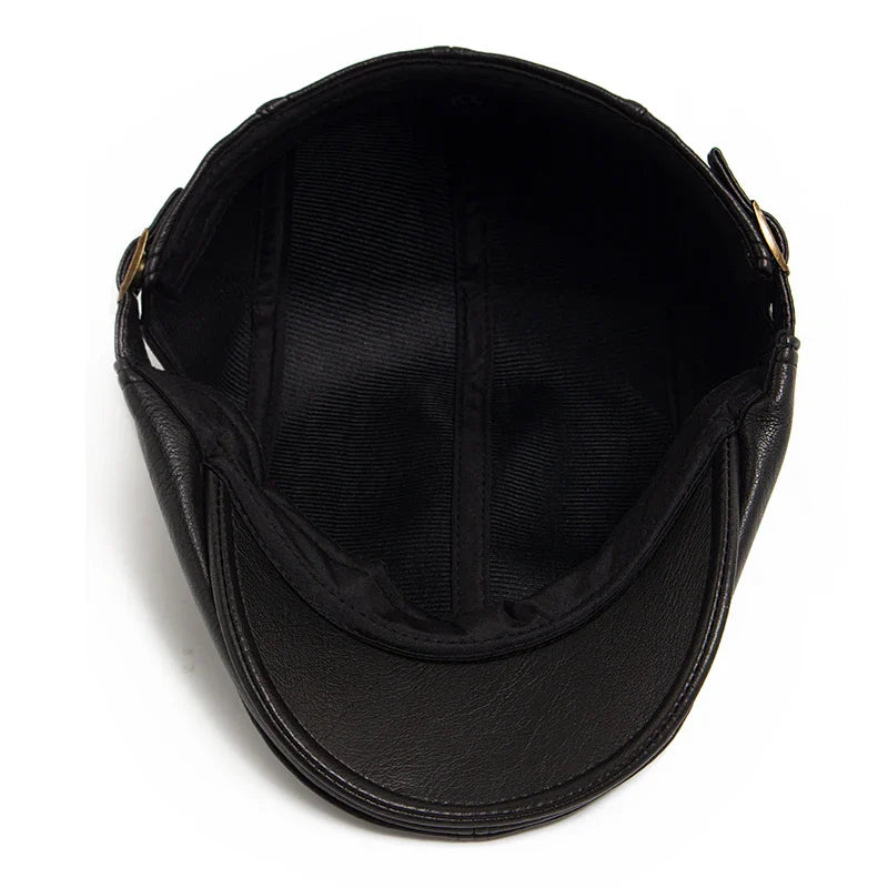 Kenton Leather Flat Cap