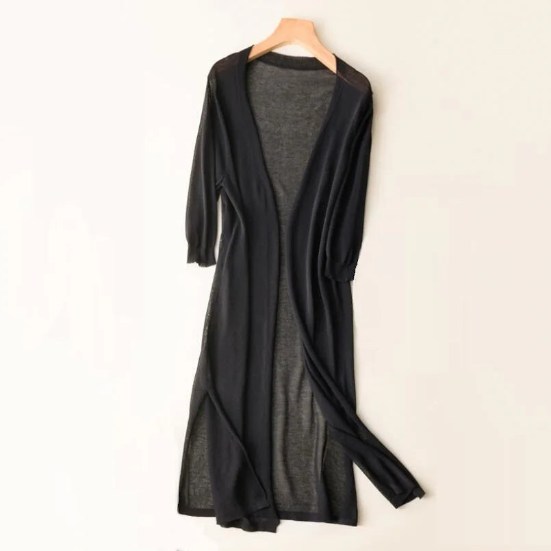 Chelsea | Women’s Longline Knit Cardigan with Scarf