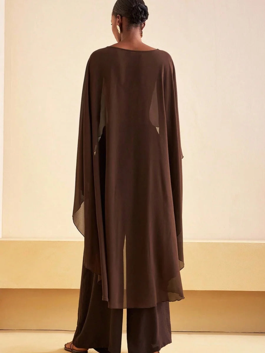 Doorzichtige poncho-top voor dames, asymmetrische mesh-sjaal, doorzichtige chiffon capelet, avondjurk, bruiloft cover-up