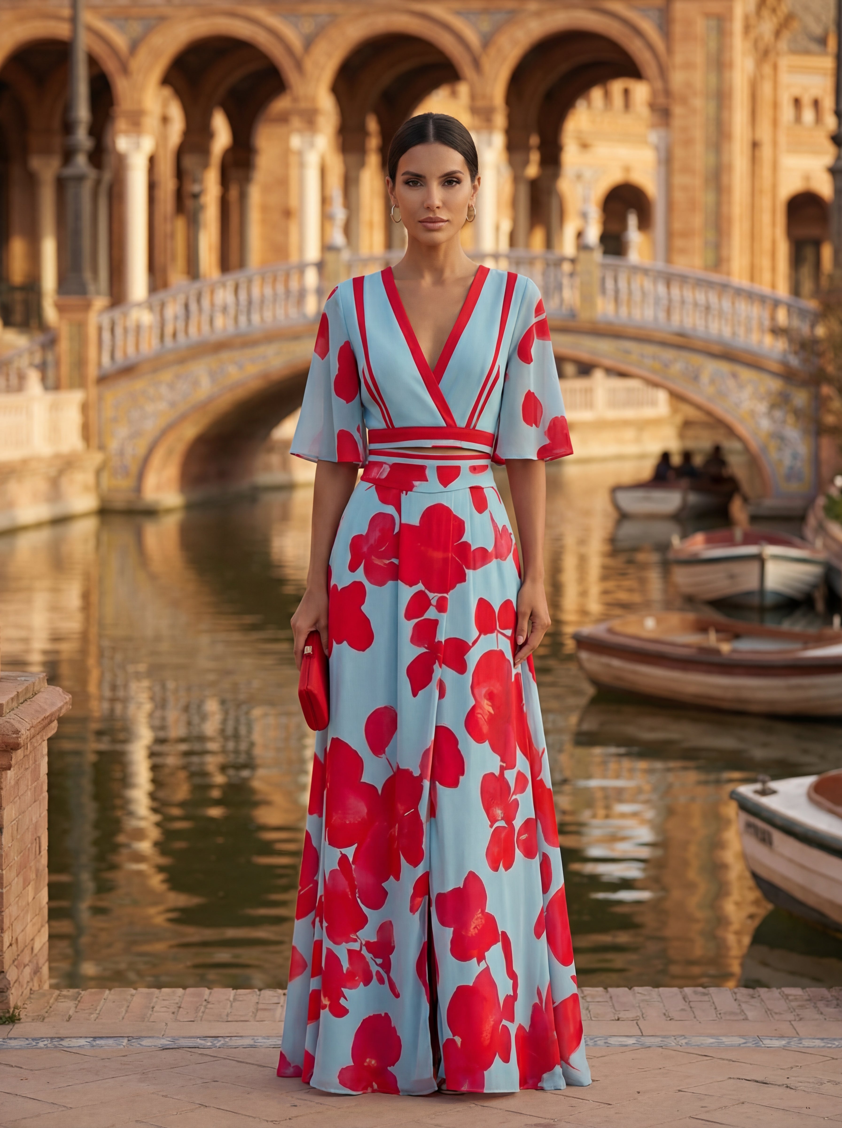 Madrid | Floral Spring Dress with V-Neck