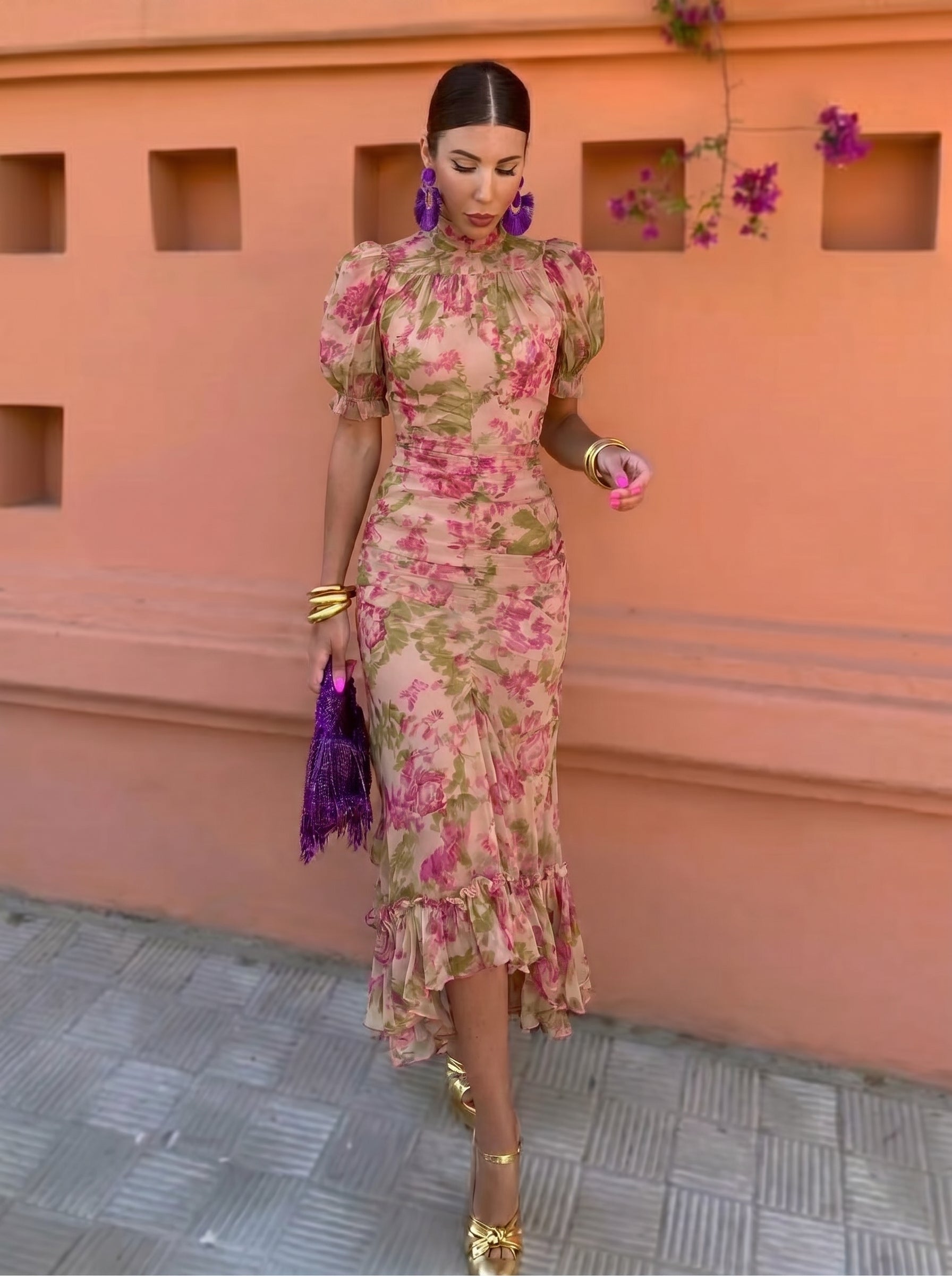 Mae | Vintage Maxi Dress with Rose Print