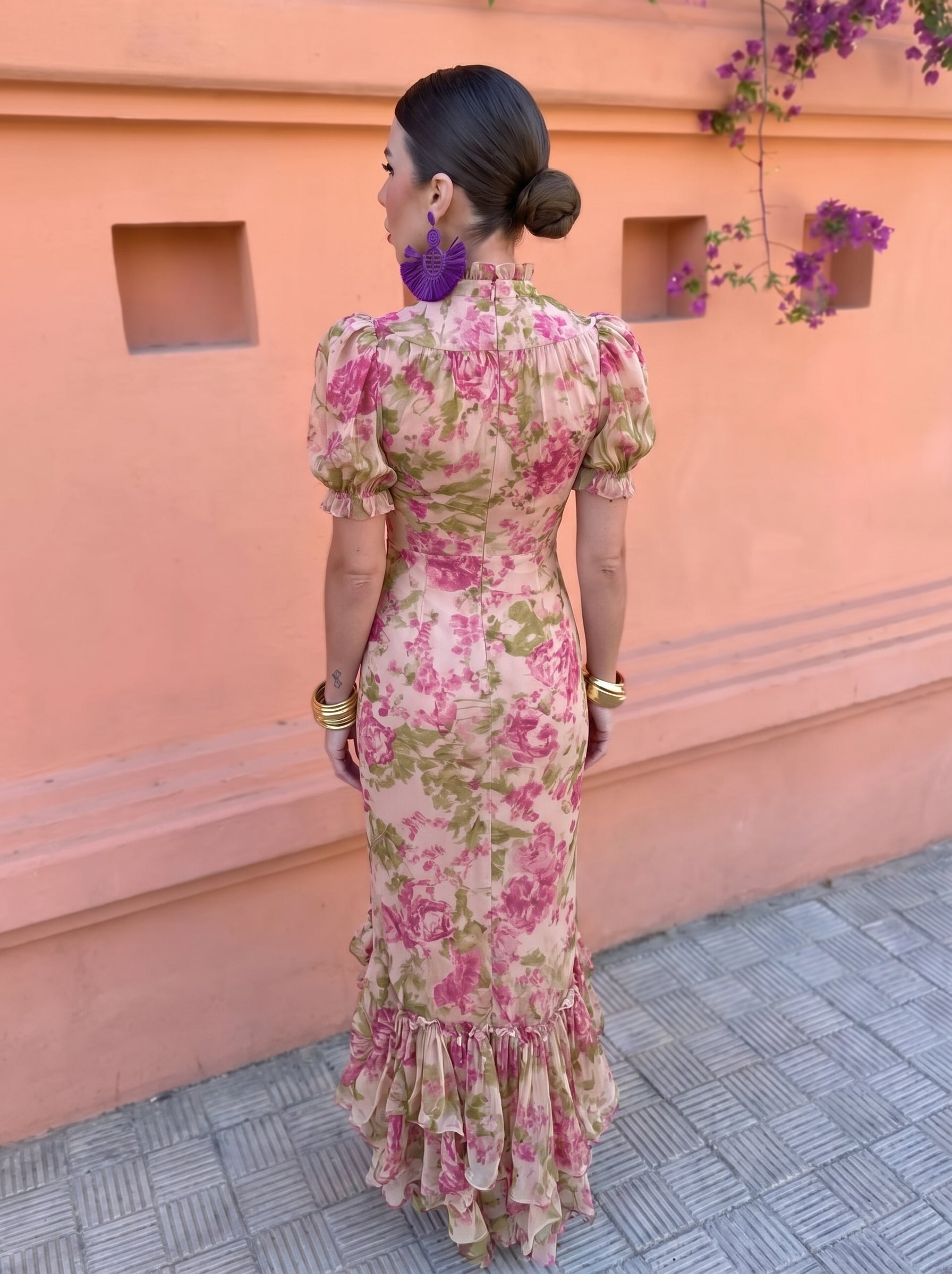 Mae | Vintage Maxi Dress with Rose Print