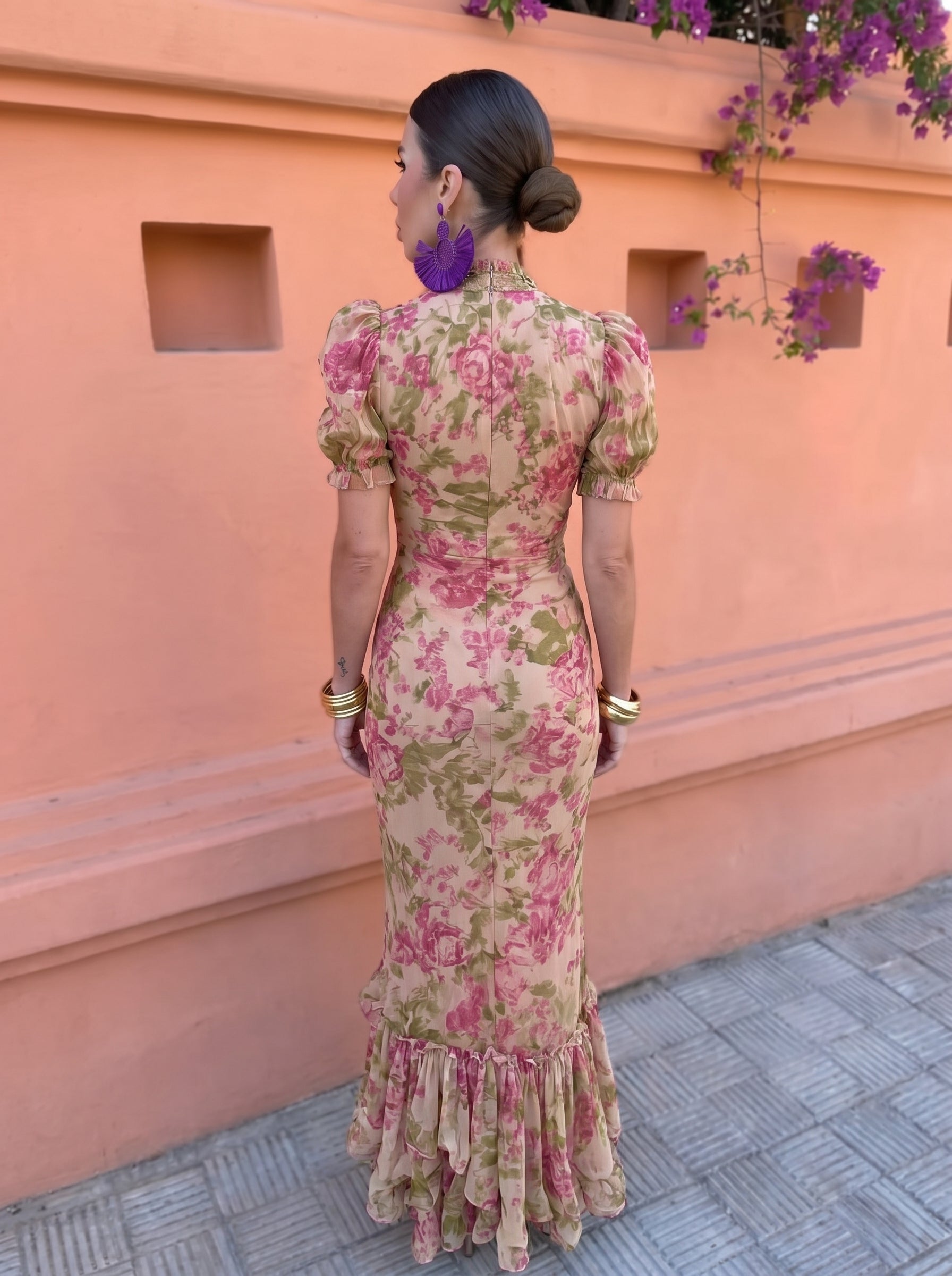 Mae | Vintage Maxi Dress with Rose Print