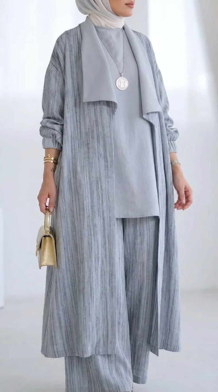 Lapel striped casual three-piece set