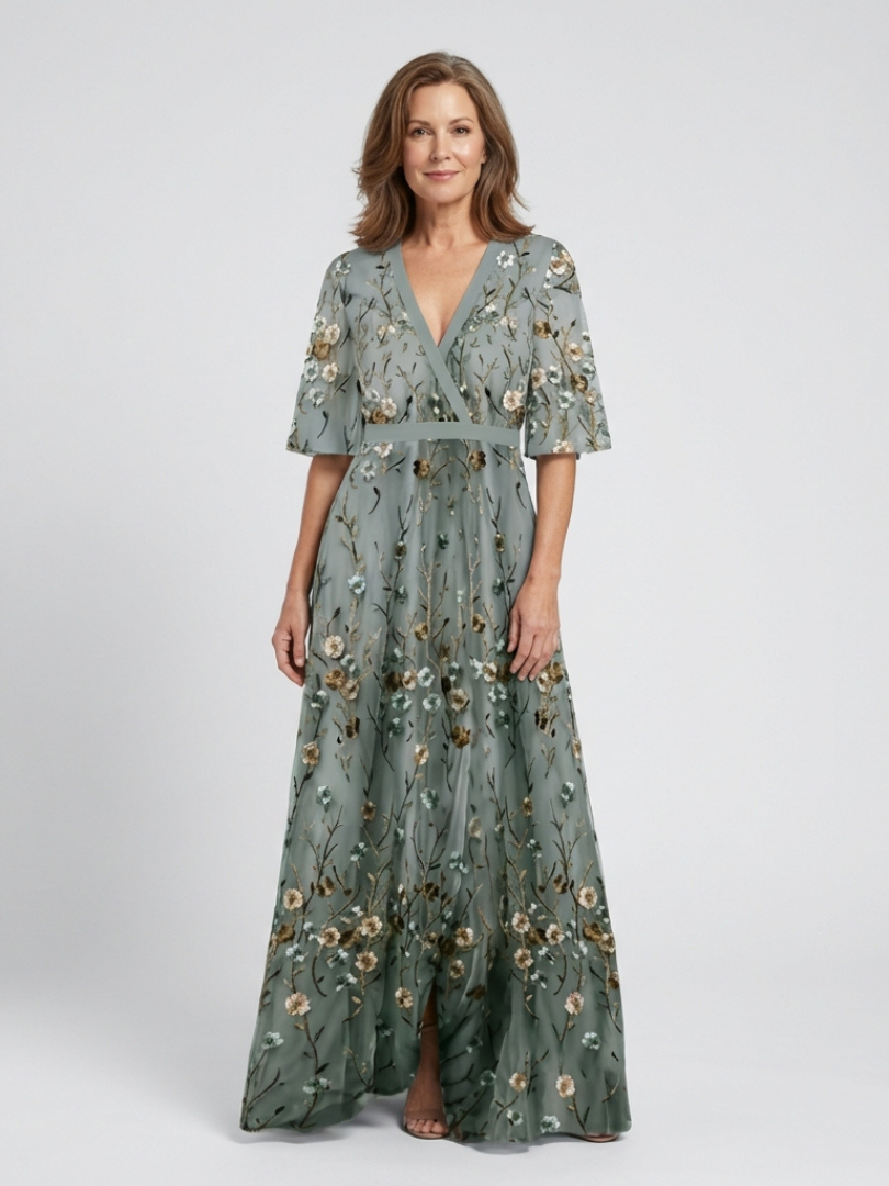 Hazel -  Elegant Floral Wrap Dress