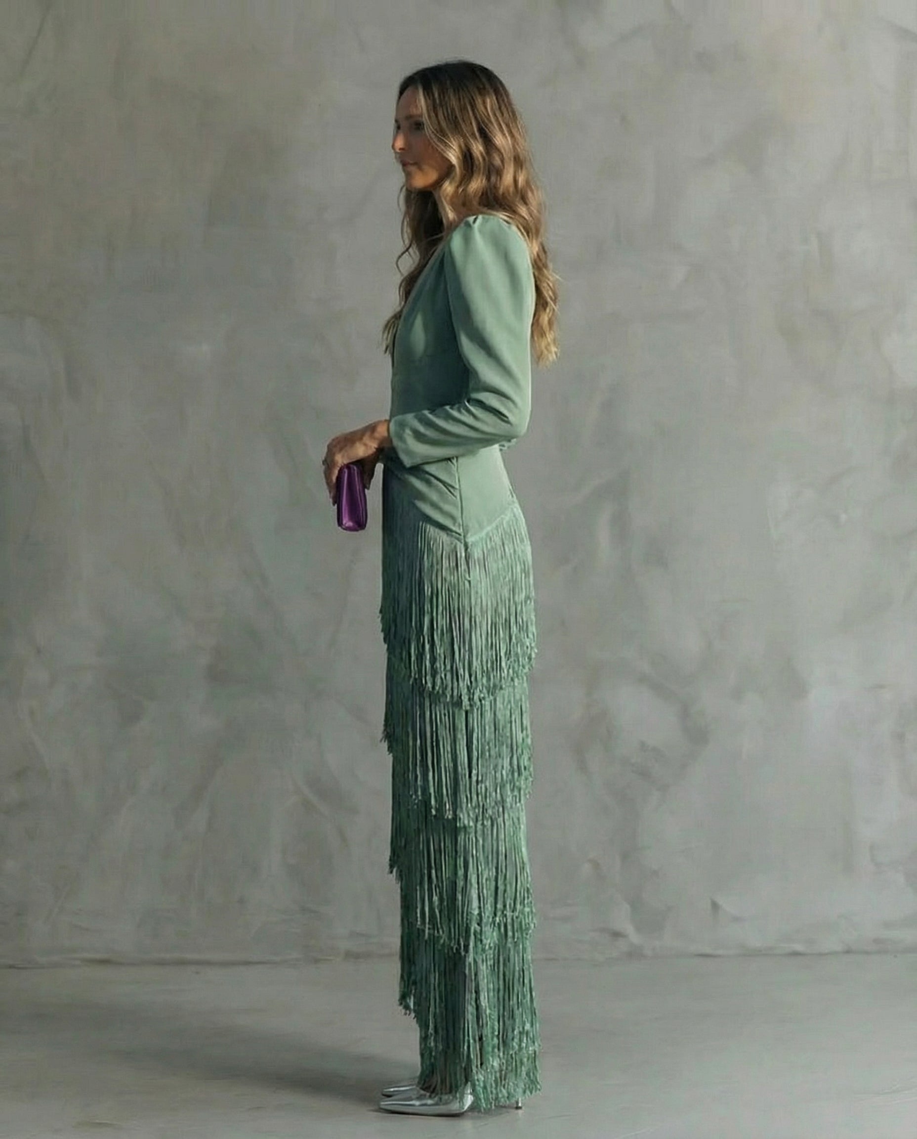 Louise | Elegant dress with fringe sleeves