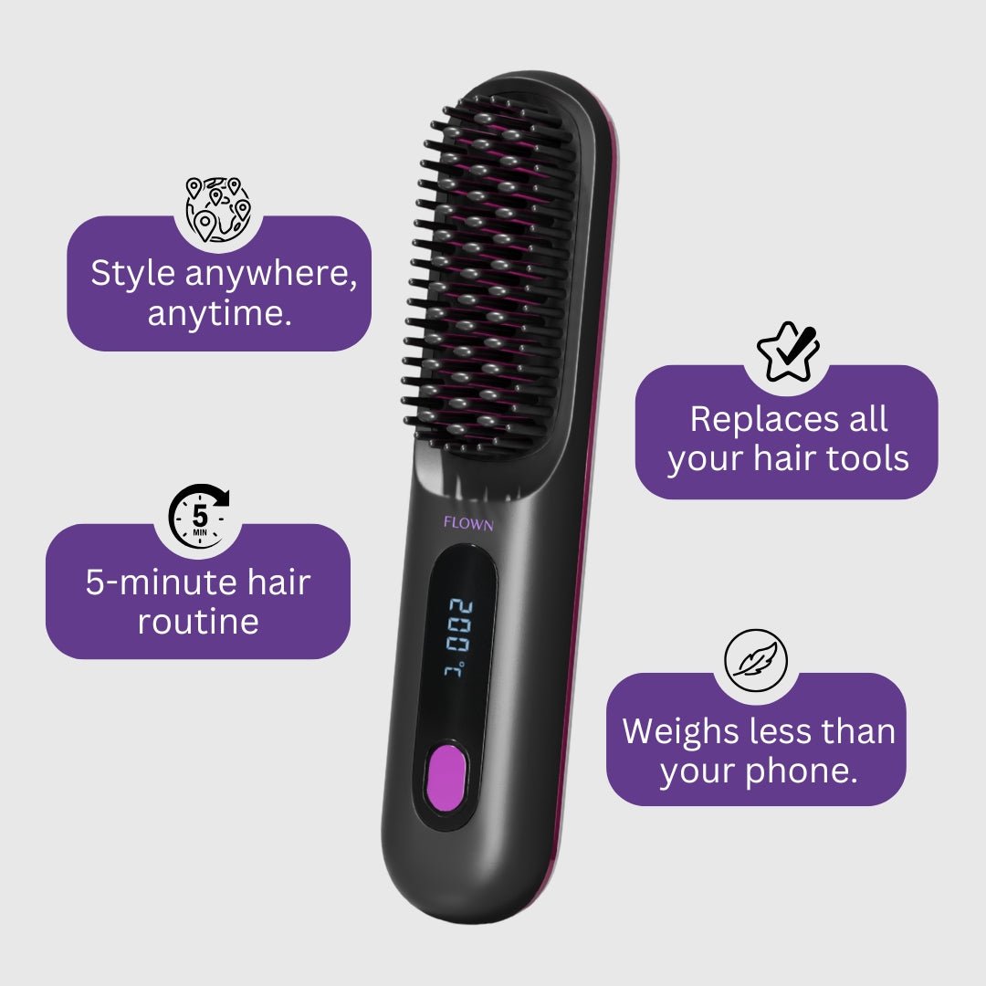 FLOWN GoBrush PRO | Portable Hair Straightener Brush