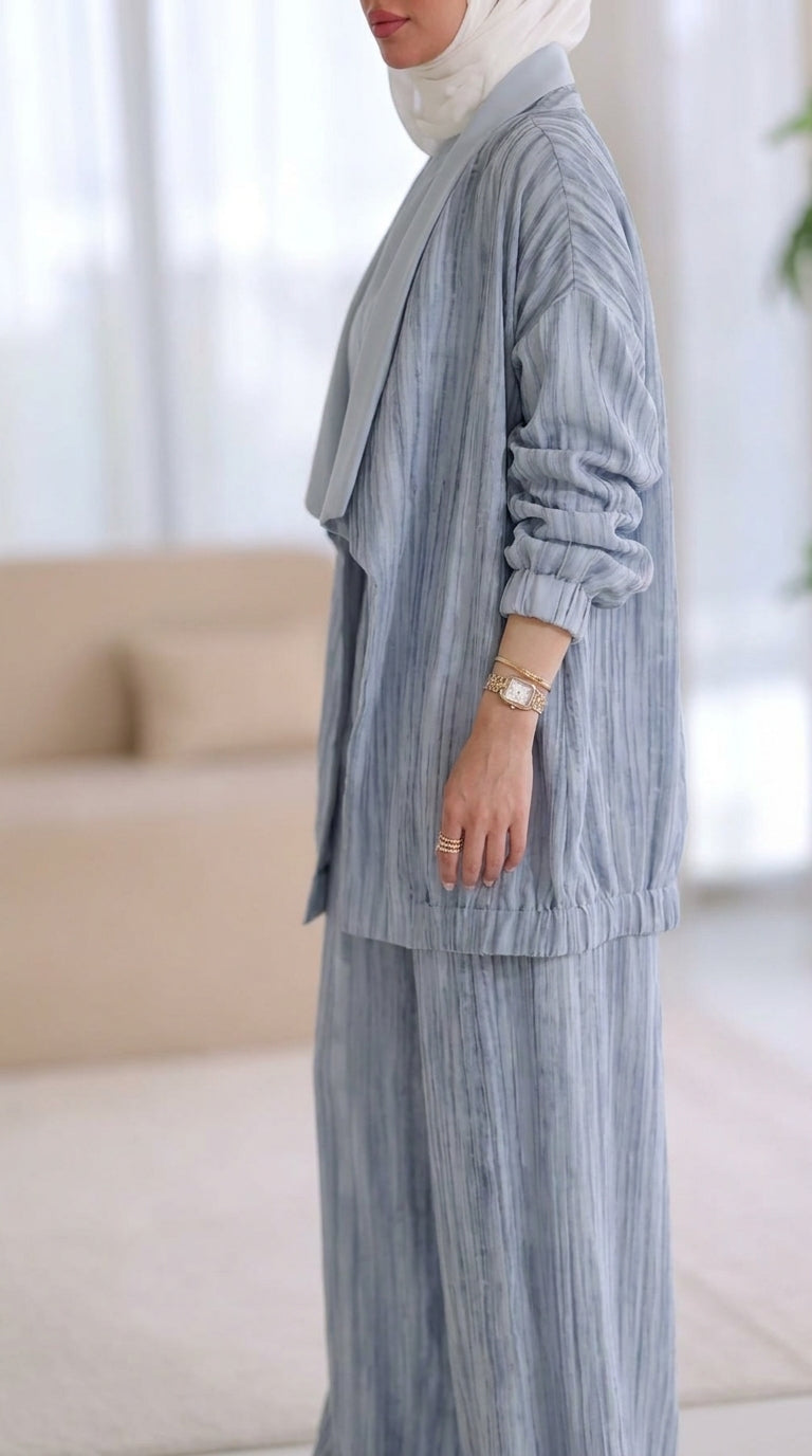 Lapel striped casual three-piece set