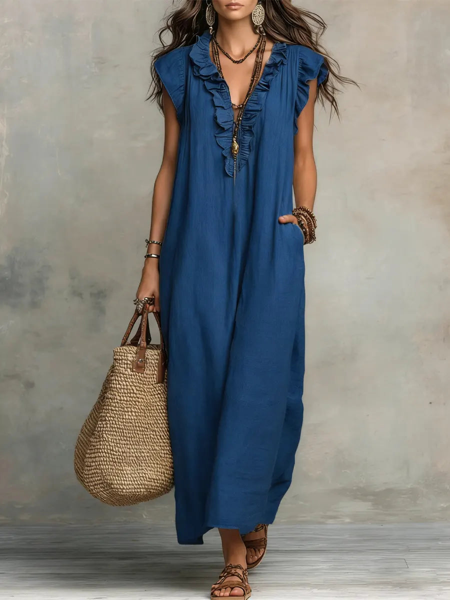 Camélia™ | Relaxed Linen & Cotton Maxi Dress