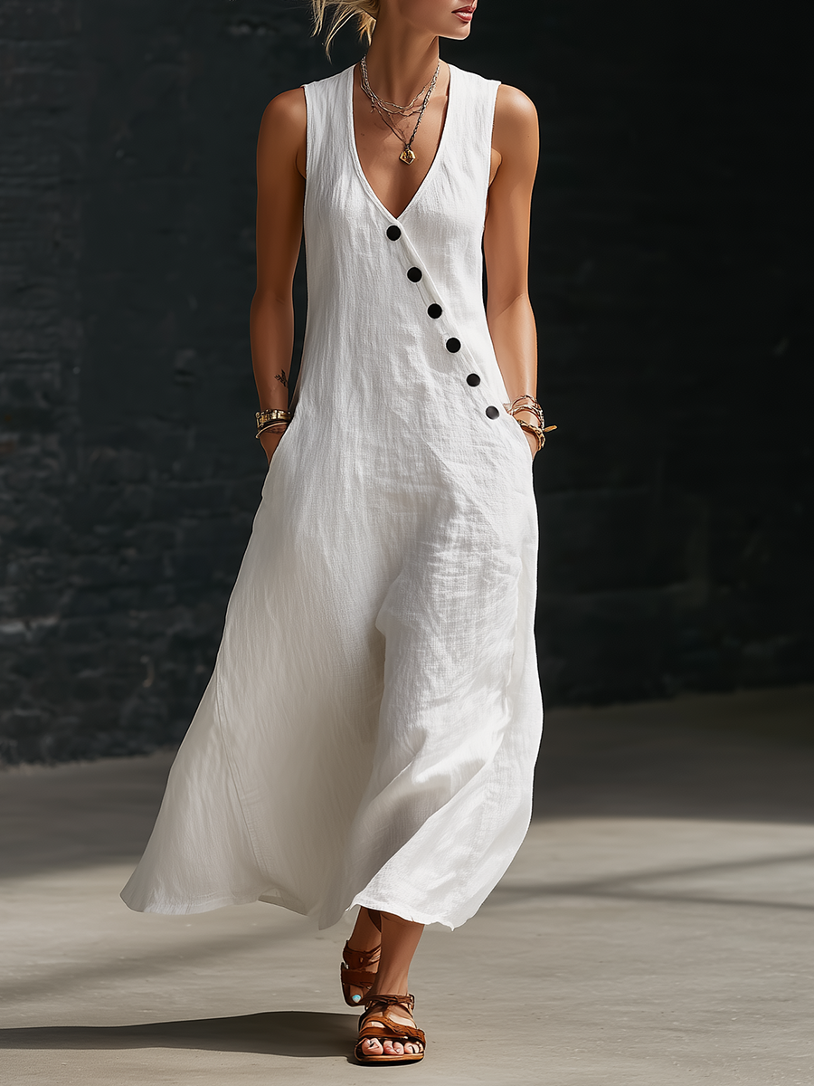 The Sophie | Button-Up Minimalist Midi Dress