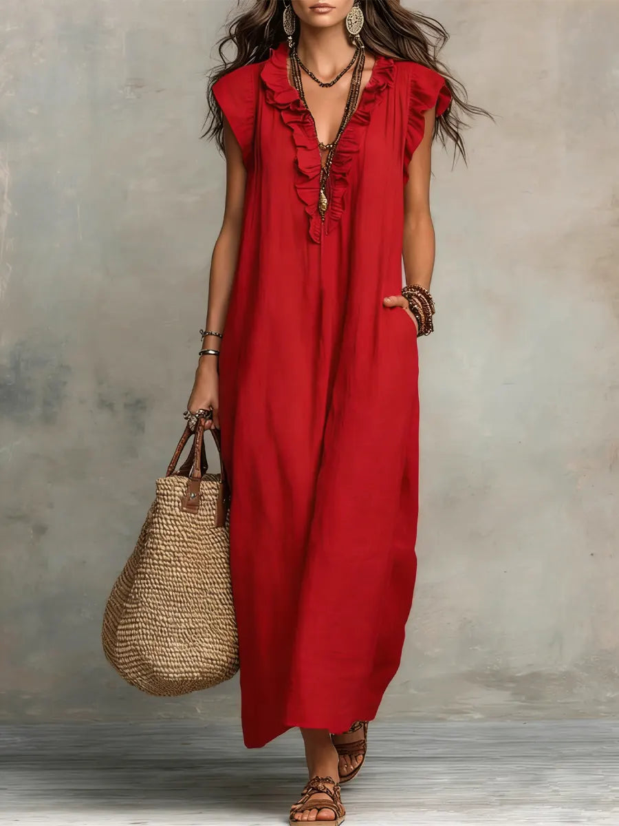Camélia™ | Relaxed Linen & Cotton Maxi Dress