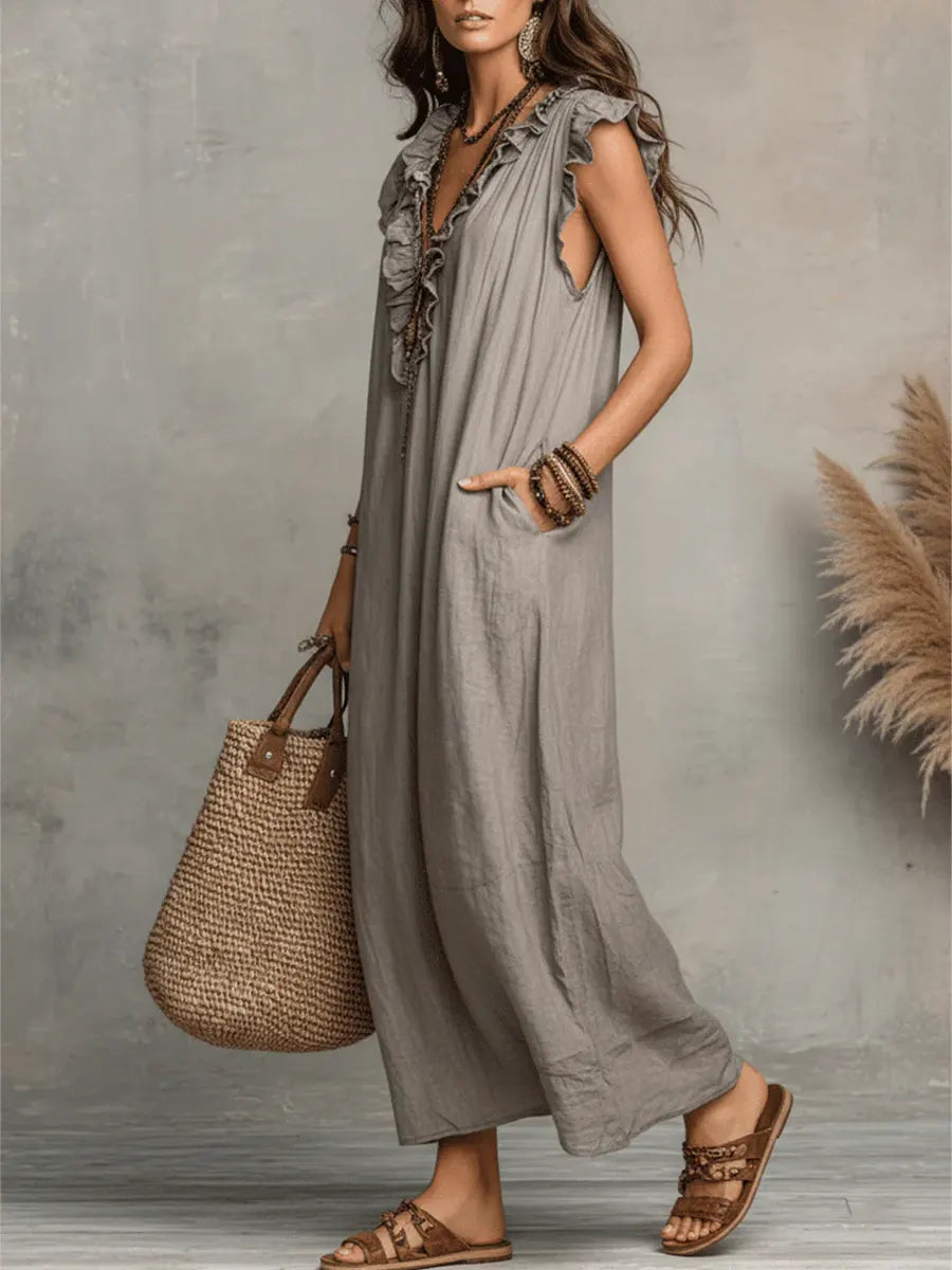 Camélia™ | Relaxed Linen & Cotton Maxi Dress