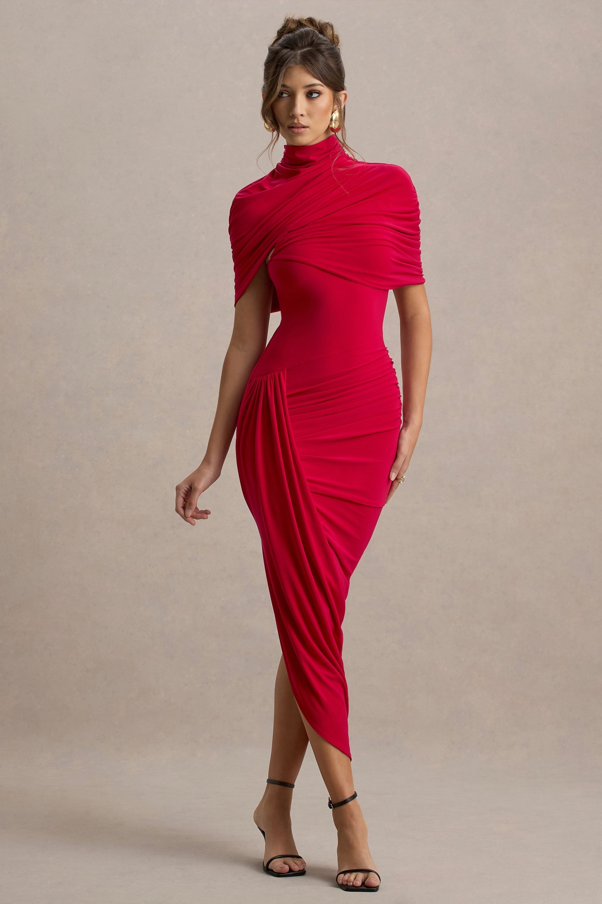Taylor - Twisted Asymmetric Maxi Cape Dress